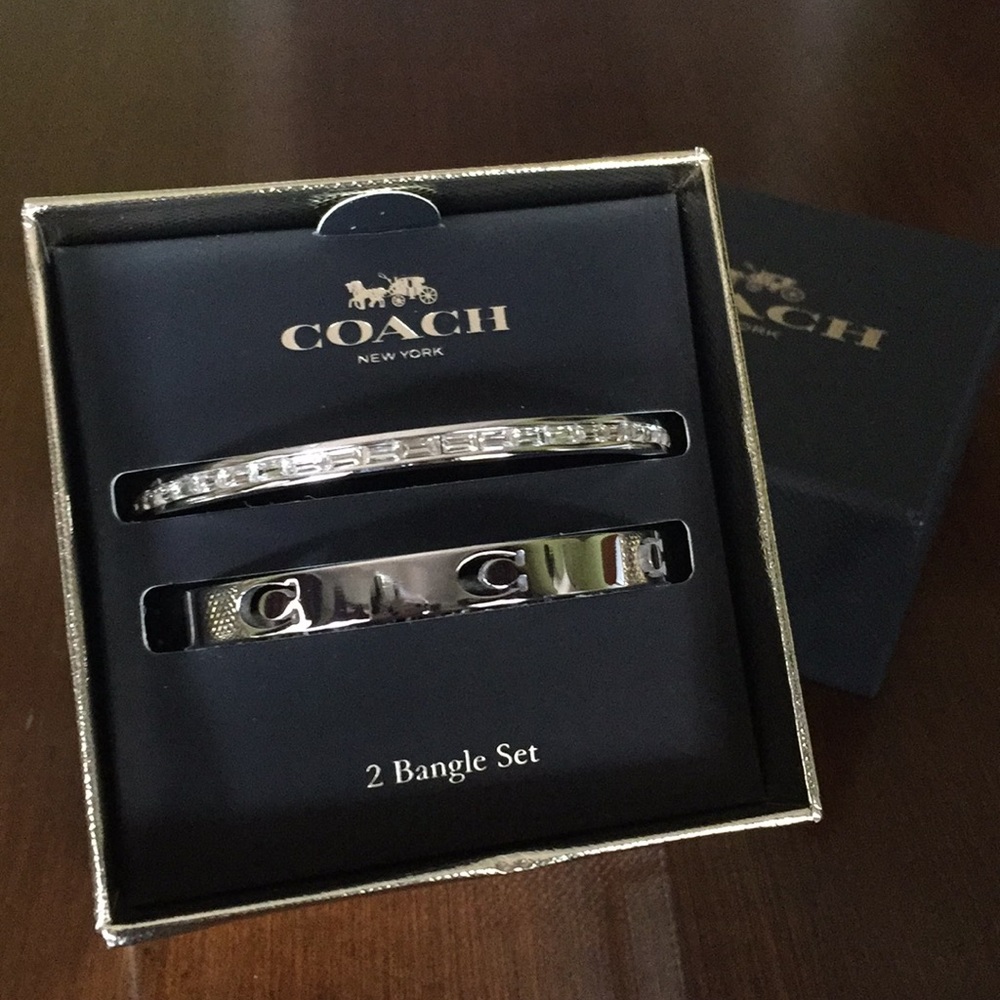 BOXED Coach Signature Silver Bangles - Picture 4 of 8